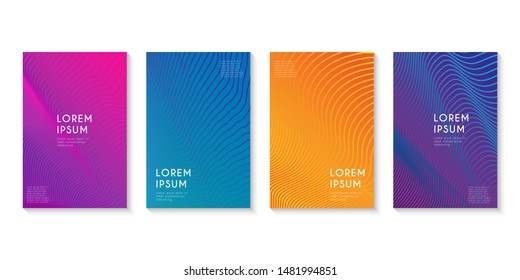 Minimal set covers design. Abstract line colorful halftone gradient background design for web. Vector Illustration.