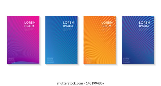 Minimal set covers design. Abstract line colorful halftone gradient background design for web. Vector Illustration.