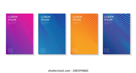 Minimal set covers design. Abstract line colorful halftone gradient background design for web. Vector Illustration.