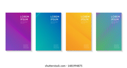 Minimal set covers design. Abstract line colorful halftone gradient background design for web. Vector Illustration.