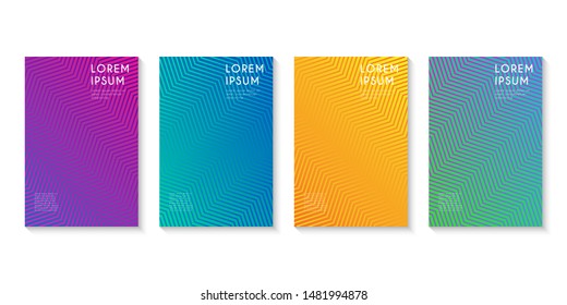 Diseño de cubiertas de conjunto mínimo. Diseño abstracto de fondo de degradado de medio tono colorido de línea para la web. Ilustración vectorial.