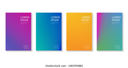 Minimal set covers design. Abstract line colorful halftone gradient background design for web. Vector Illustration.