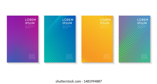 Minimal set covers design. Abstract line colorful halftone gradient background design for web. Vector Illustration.