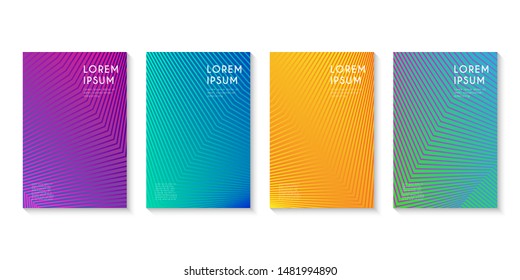 Minimal set covers design. Abstract line colorful halftone gradient background design for web. Vector Illustration.