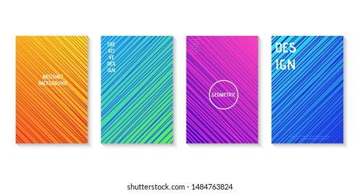Minimal set covers design. Abstract line colorful halftone gradient background design for web. Vector Illustration.
