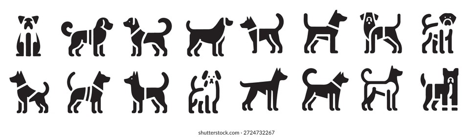 Conjunto mínimo de un perro poner diferente pose icono de Vector en