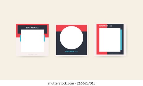 minimal set of editable social media post template and web internet advertising