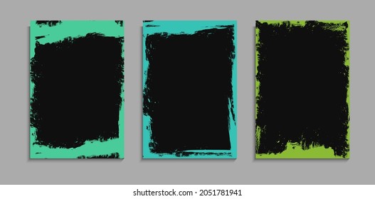 Minimal Set Of Grunge Colorful Frame In Black Cover Template