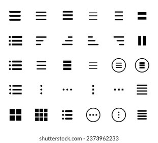 Minimal Set of Hamburger Menu Flat Icons. Menu Icons Vector Set of UI Design Elements. Interface Design Vector Icon Set of hamburger Menu. Website Navigation Icons for Mobile App and User Interface.