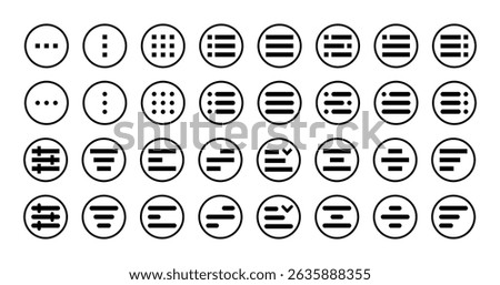 Minimal Set of Hamburger Menu Flat Icons. Menu Icons Vector Set of UI Design Elements. Interface Design Vector Icon Set of hamburger Menu. Website Navigation Icons for Mobile App and User Interface