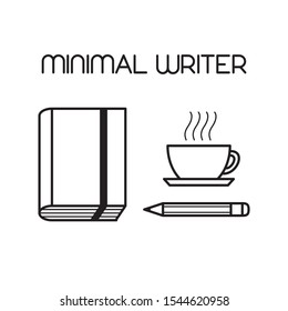 a minimal set of icons related to the creative writer