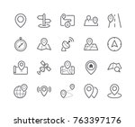 Minimal Set of Map and Location Line Icons. Editable Stroke. 48x48 Pixel Perfect.