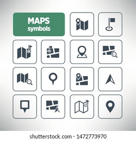 Minimal set of map and location line icons