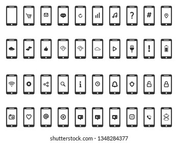 Minimal Set of Mobile Phone Line Icons. - Vector