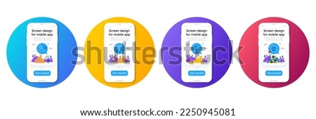 Minimal set of Windy weather, Location and Pie chart line icons. Phone, cellphone ui interface mockup. Idea icons. For web development. Cloud wind, Map pointer, Presentation graph. Lightbulb. Vector