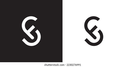 Minimal SF logo. Icon of a FS letter on a luxury background. Logo idea based on the SF monogram initials. Professional variety letter symbol and FS logo on black and white background.