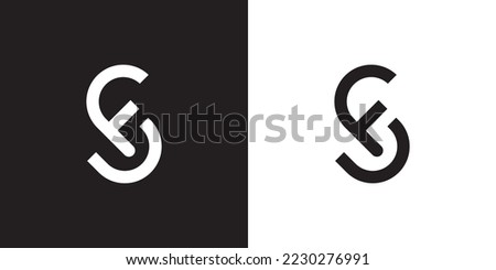Minimal SF logo. Icon of a FS letter on a luxury background. Logo idea based on the SF monogram initials. Professional variety letter symbol and FS logo on black and white background. Imagine de stoc © 