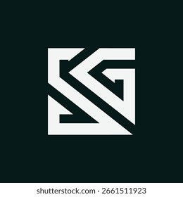 Diseño minimalista del logotipo del rectángulo del SG o del GS, perfecto para la marca, el uso digital, y la identidad limpia.