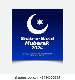 Minimal Shab E barat mubarak social media post design for 2024, Shab E barat post design for Islamic holy night 