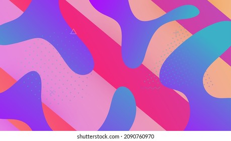 Minimale Form. Cool Futuristic Poster. Wave Landing Page. Horizontaler Hintergrund. Grafische Seite. Violett-lebhafter Hintergrund. Neon Texture. Modernes Banner. Minimale Magenta-Form