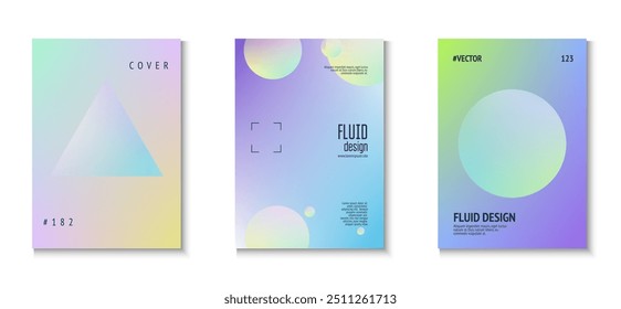 Forma mínima. Afiche creativo futurista. Conjunto de degradado violeta. Cartel 3d. Colección espacial fluorescente. Fondo holográfico. Elementos de holograma. Forma mínima azul