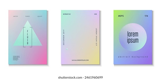 Minimal Shape. Holographic Poster. Hologram Elements. Multyplying Neon Collection. Aesthetic Creative Placard. Blue Gradient Set. 3d Background. Pink Minimal Shape