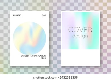 Forma mínima. Vector Vintage. Tapa holográfica morada. Ilustración blanca colorida. Patrón de espectro. Malla de color. Banner gráfico. Forma mínima azul