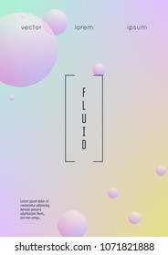 Minimal shapes cover with holographic fluid. Gradient shapes on vibrant background. Modern hipster template for presentation, banner, flyer, report, brochure. Minimal shapes cover in neon colors.