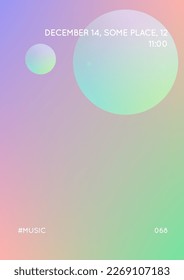 Minimal shapes cover with holographic fluid. Gradient shapes on vibrant background. Modern hipster template for presentation, banner, flyer, report, brochure. Minimal shapes cover in neon colors.