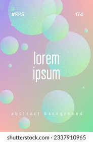 Minimal shapes cover with holographic fluid and halftone dots texture. Gradient shapes on vibrant background. Modern template for placard, presentation, banner. Minimal shapes cover in neon colors.