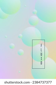 Minimal shapes cover with holographic fluid. Gradient shapes on vibrant background. Modern hipster template for presentation, banner, flyer, report, brochure. Minimal shapes cover in neon colors.