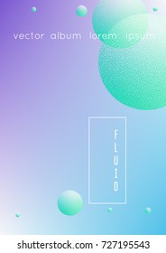 Minimal shapes cover with holographic fluid and halftone dots texture. Gradient shapes on vibrant background. Modern template for placard, presentation, banner. Minimal shapes cover in neon colors.