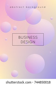 Minimal shapes cover with holographic fluid. Gradient shapes on vibrant background. Modern hipster template for presentation, banner, flyer, report, brochure. Minimal shapes cover in neon colors.