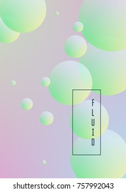 Minimal shapes cover with holographic fluid. Gradient shapes on vibrant background. Modern hipster template for presentation, banner, flyer, report, brochure. Minimal shapes cover in neon colors.