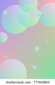 Minimal shapes cover with holographic fluid and halftone dots texture. Gradient shapes on vibrant background. Modern template for placard, presentation, banner. Minimal shapes cover in neon colors.