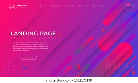 Minimal shapes and geometric trendy gradient composition dynamic background. The creative landing page template for business website design, application, advertise, magazine. Vector illustration
