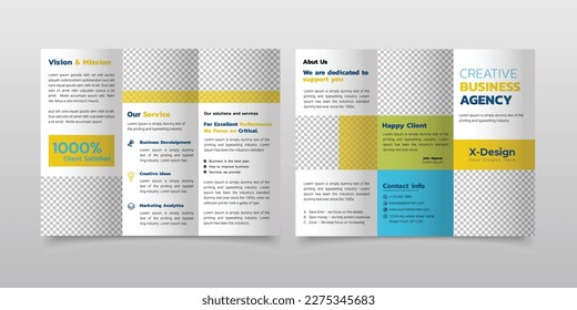 Minimal shapes trifold brochure template layout, Abstract brochure design