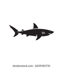 Minimal Shark Silhouette Vector Icon in Black and White