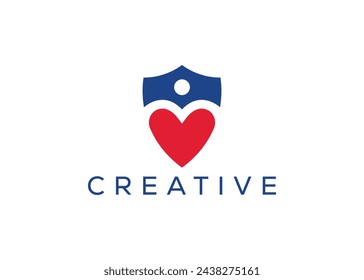 Minimal Shield Love, Life insurance logo vector template