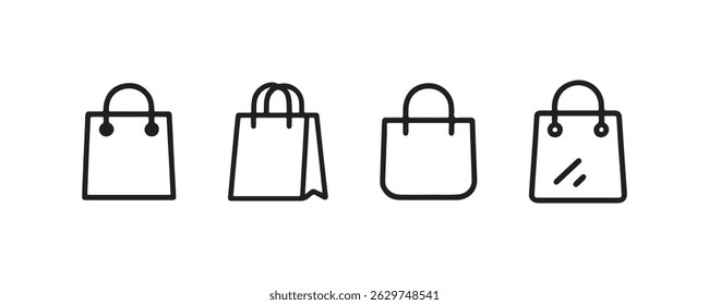 Minimal shopping bag icon collection Vector