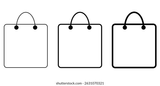 Minimal Shopping Bag Icons – Outline Style Vector Pack