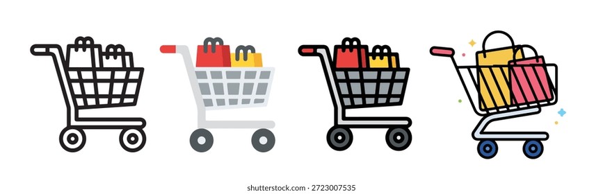 Minimal shopping cart e‑commerce vector icon isolated on white