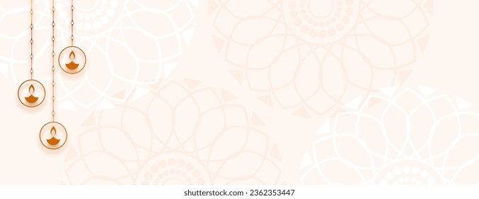 minimal shubh diwali occasion banner with lantern design 