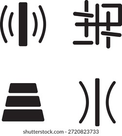 Iconos de señal, Filtrar y control mínimos que representan la comunicación, la reducción de ruido, el filtrado y los controles del sistema. Conjunto de Vector negro sólido para interfaces técnicas.