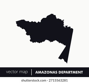 Mapa da silhueta mínima do departamento do Amazonas, Colômbia com capital Letícia. Perfeito para temas da floresta amazônica, ecoturismo, educação e projetos de design voltados para a natureza.	