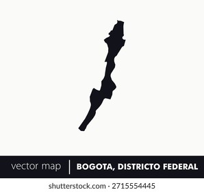 Mapa de silueta mínima de Bogotá D.C., Colombia. Perfecto para imágenes de la ciudad capital, cultura urbana, educación, marca de turismo y diseño de geografía moderna.