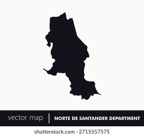 Minimale Silhouettenkarte des Departements Norte de Santander, Kolumbien mit der Hauptstadt Cúcuta. Ideal für Grenzregionen, Geschichtsthemen und bildungspolitische Geoprojekte.	