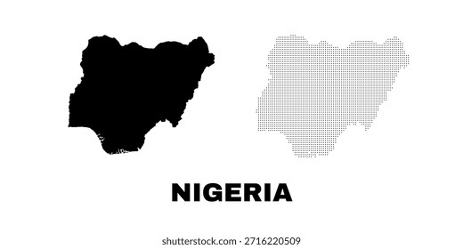Mapa vetor de silhueta mínima da Nigéria com design de forma limpa. Perfeito para logotipos, marcas, ícones, imagens geográficas, infográficos e projetos temáticos africanos.