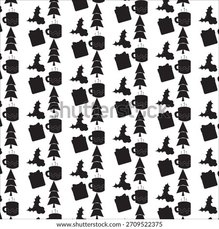 Minimal silhouette-style Christmas background featuring simple shap