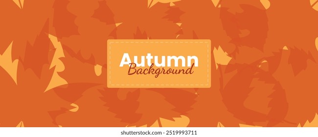 Minimal simple autumn background with fallen dry orange leaves on yellow backdrop. Horizontal abstract banner with copy space for text autumn sale bright vibrant banner, poster, cover design template